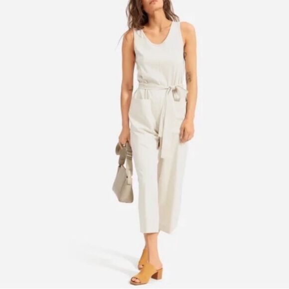 NWT Everlane The Luxe Jumpsuit in Sandstone Off White Medium Sustainable - Picture 2 of 3
